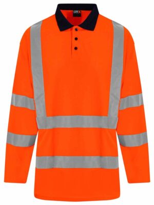 Pro High Vis Long Sleeve Polo Orange