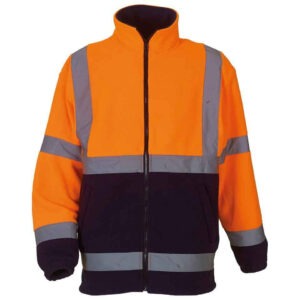 Hi-Vis Heavyweight Fleece Jacket Orange Navy