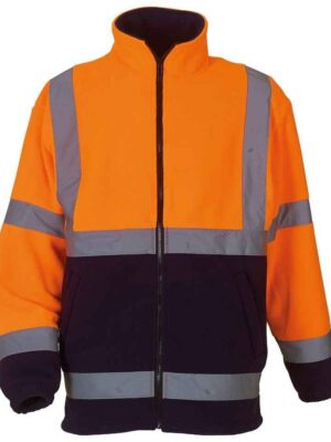 Hi-Vis Heavyweight Fleece Jacket Orange Navy