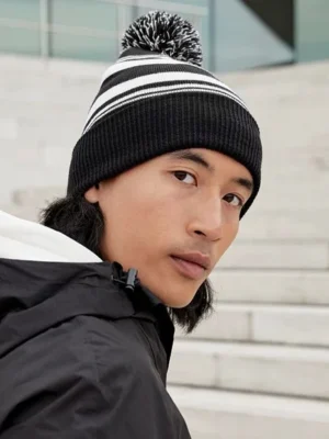 Beechfield Striped fan beanie