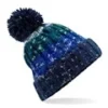 Beechfield Corkscrew pom pom beanie - Alpine blues