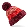 Beechfield Corkscrew pom pom beanie - Cherry Sherbet