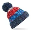 Beechfield Corkscrew pom pom beanie - Chilli Blues