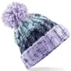 Beechfield Corkscrew pom pom beanie - Lavender Fizz