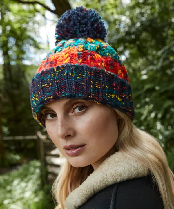 Beechfield Corkscrew pom pom beanie