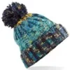 Beechfield Corkscrew pom pom beanie - Marine Splash