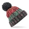 Beechfield Corkscrew pom pom beanie - Watermelon Breeze