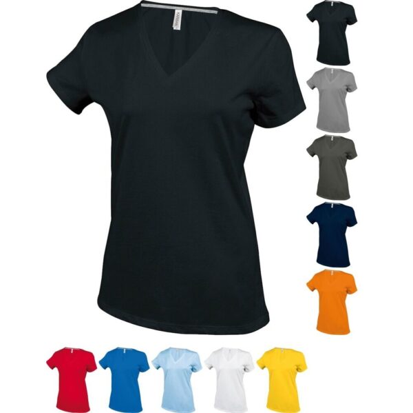 Kariban Ladies' short-sleeved V-neck T-shirt - Image 2