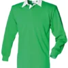 Front Row Long sleeve plain rugby shirt - Bright Green/White