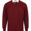 Front Row Long sleeve plain rugby shirt - Maroon/White