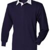 Front Row Long sleeve plain rugby shirt - Navy/White