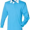 Front Row Long sleeve plain rugby shirt - Surf Blue/White