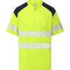 Yoko Hi-vis zip neck comfort trim polo - Yellow